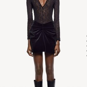 Zara High waisted short velvet skirt